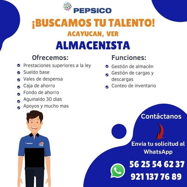 Pepsico tiene vacante de almacenista en Acayucan, aquí los detalles