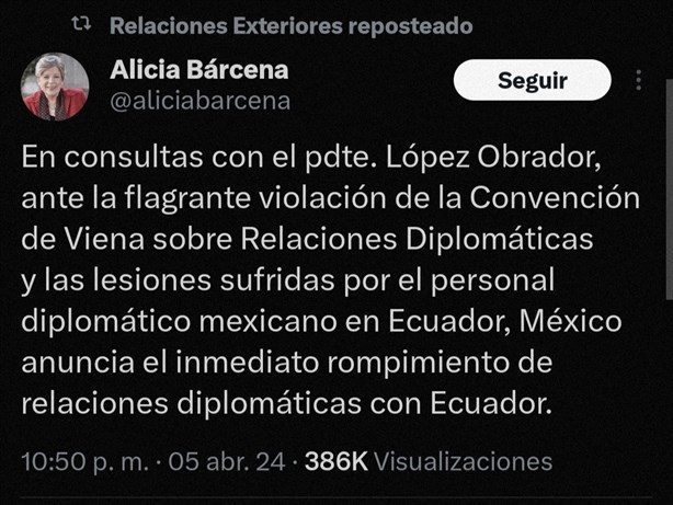México rompe relaciones con Ecuador; ¿Qué ocurre entre ambos países?