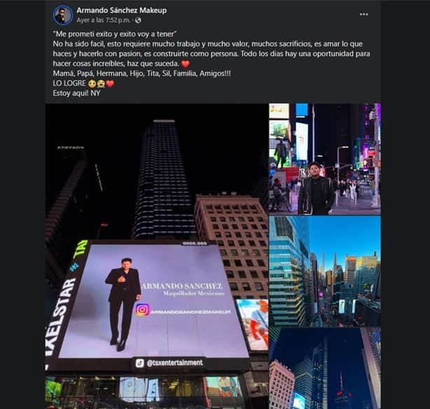 Este es el joven de Agua Dulce que apareció en las pantallas de Time Square en New York