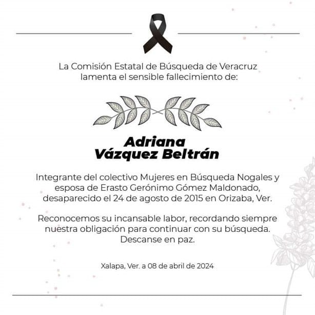 Llevaba 9 años buscando a su esposo desaparecido en Orizaba; hoy descansa en paz en Nogales