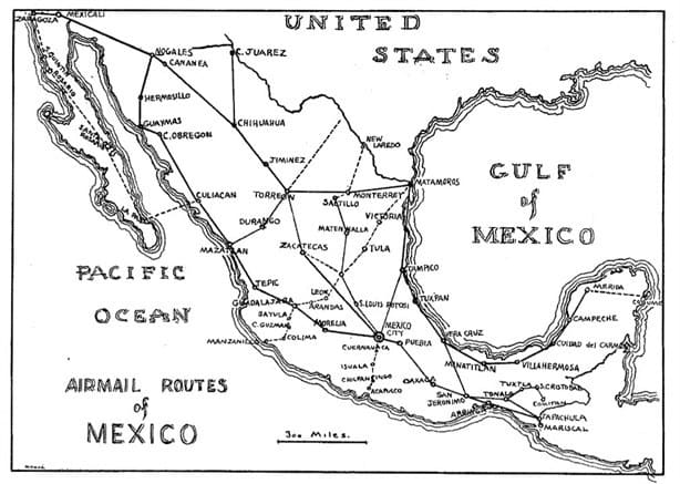 Así lucían las rutas aéreas en México hace casi 90 años