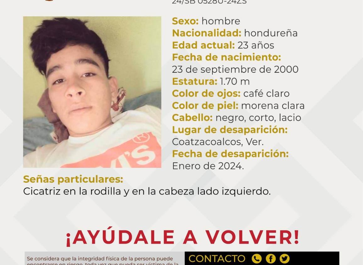 Buscan a migrante hondureño; desaparecido hace 4 meses en Coatzacoalcos