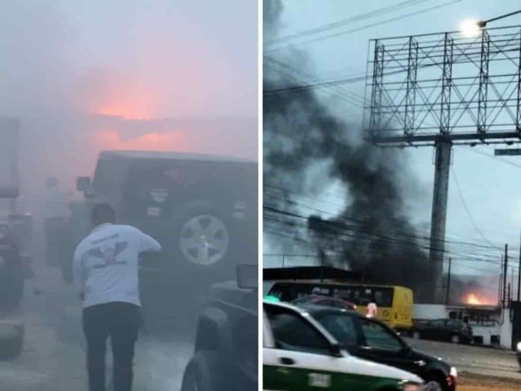 Incendio en taller mecánico causa alarma en Xalapa (+Video)