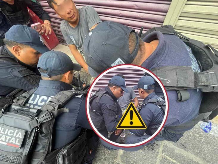 En Xalapa, policías auxilian a persona herida por cortadora de madera