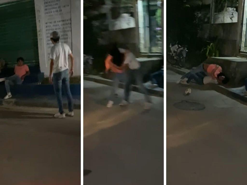 Captan riña entre jóvenes en calles de Villa Cuichapa; ¡nadie los separó! | VIDEO