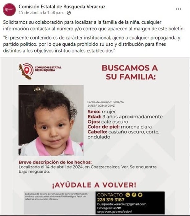Buscan a familiares de niña de 3 años abandonada en cuartería de Coatzacoalcos