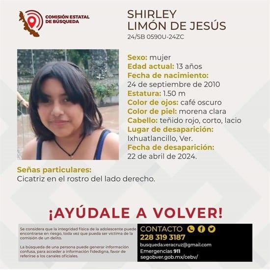 Joven de 13 años se encuentra desaparecida en Ixhuatlancillo