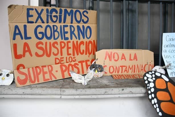No a los superpostes en Xalapa; protestan ambientalistas