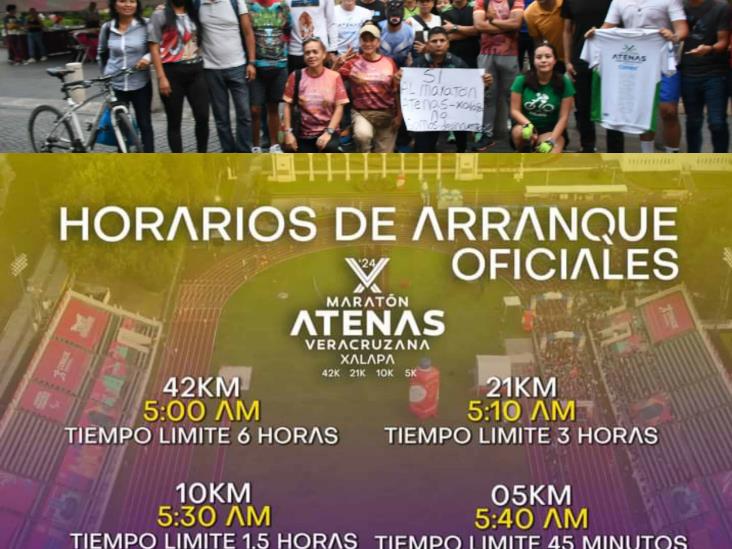 Estos son los nuevos horarios de cada distancia para el Maratón Atenas Veracruzana Xalapa