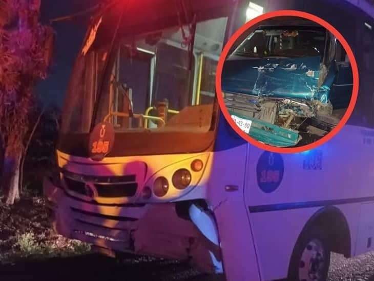 Se registra fuerte accidente entre autobús y camioneta en Córdoba