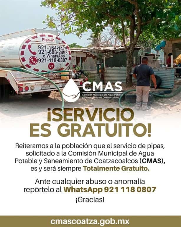 Estiaje en Coatzacoalcos: ¿CMAS cobra por el servicio de pipas?