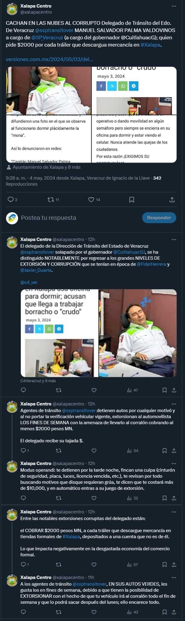 Siguen las denuncias contra delegado de Tránsito en Xalapa