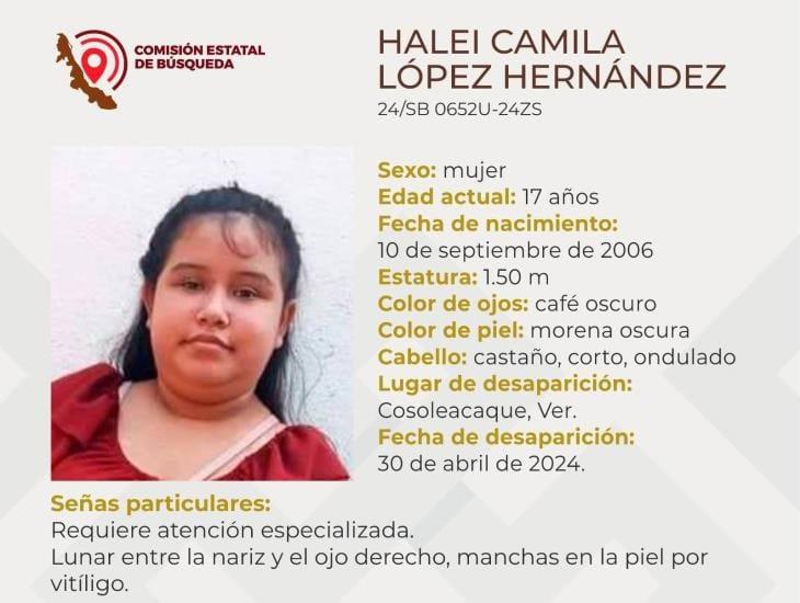Buscan a Halei Camila en Cosoleacaque, cumple una semana desaparecida