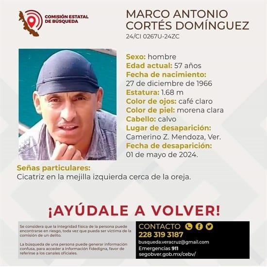 Hombre de 57 años se encuentra desaparecido en Camerino Mendoza