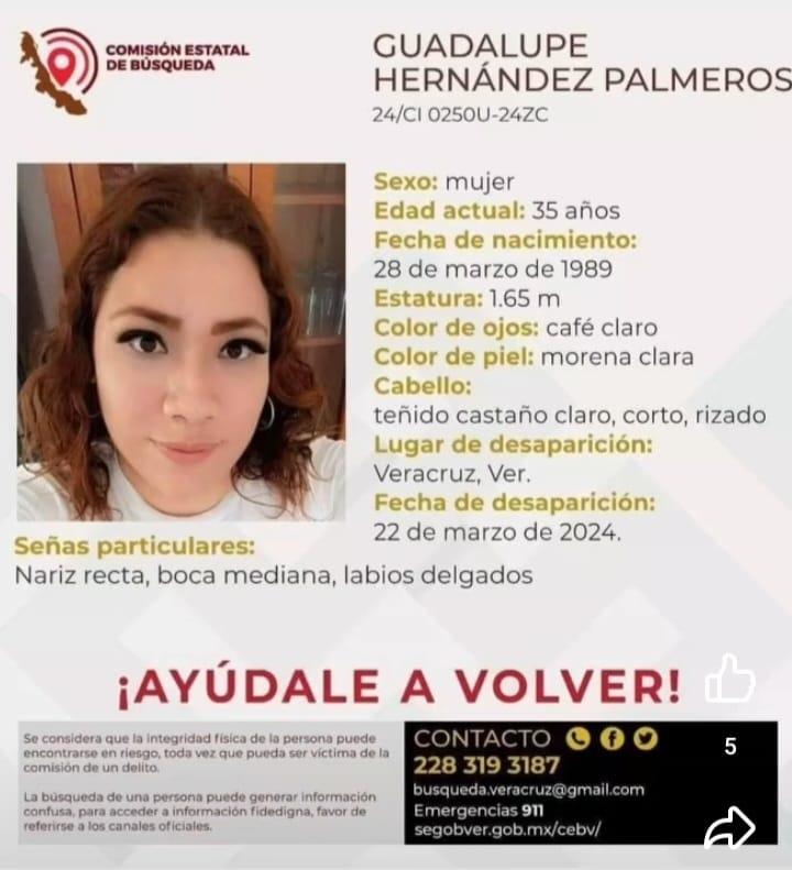 Buscan en Veracruz a Guadalupe Hernández; está desaparecida desde marzo