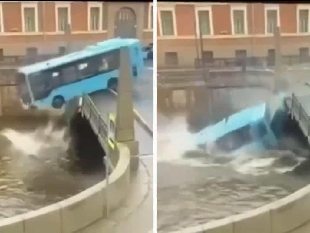 Autobús en Rusia cae al río con pasajeros a bordo; conductor perdió el control