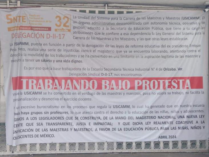 Protestan contra Usicamm en Orizaba; ´es injusto con el magisterio´