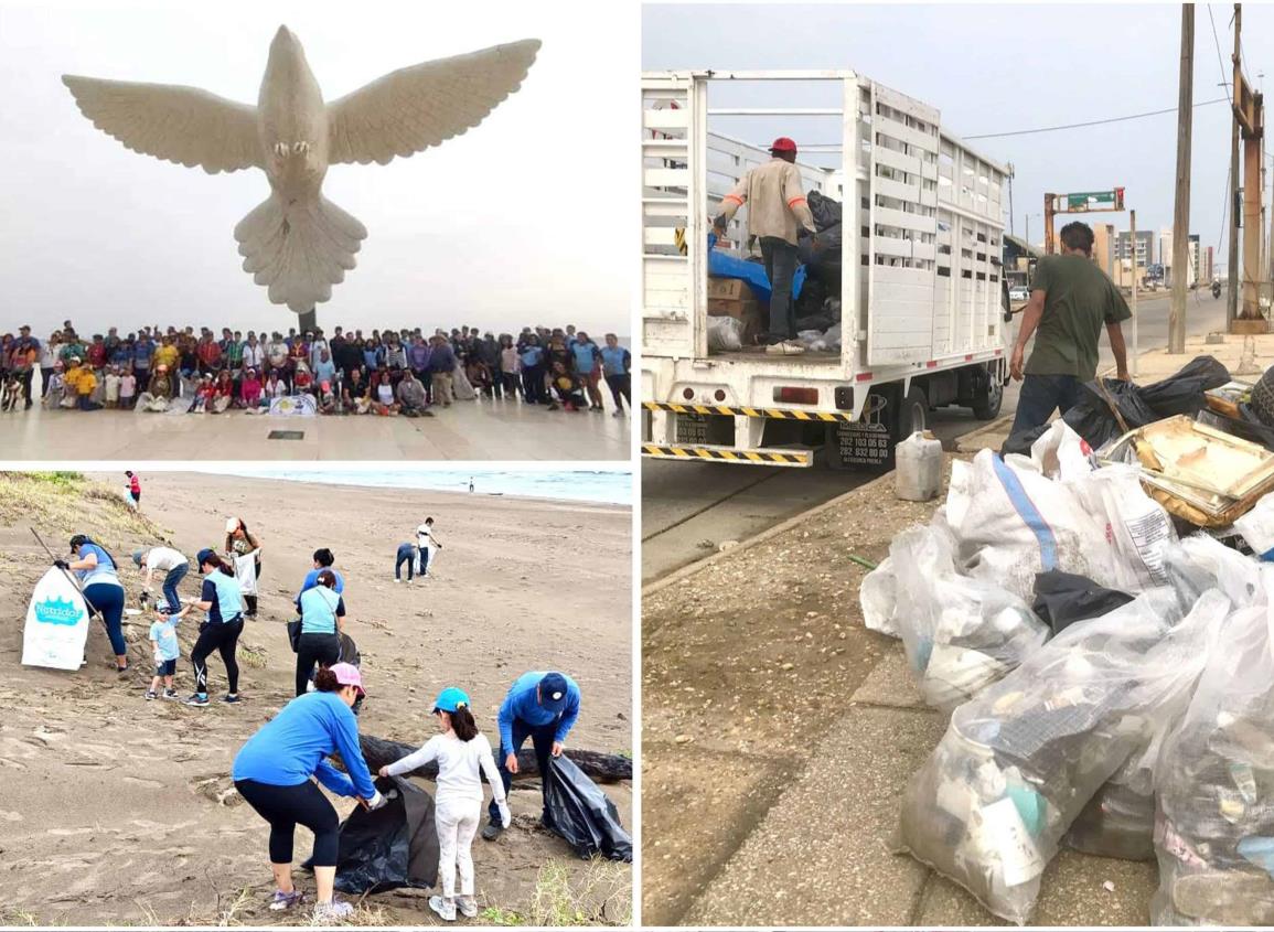 Se unen para limpiar la playa de Coatzacoalcos en el Día Mundial del Reciclaje