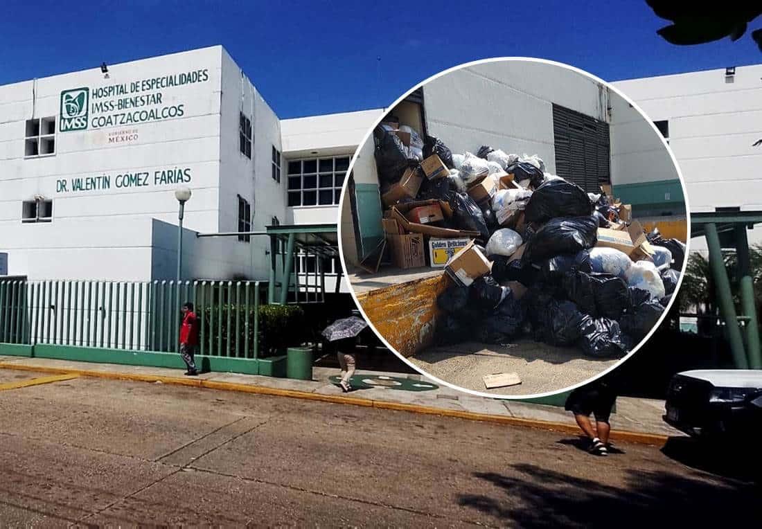Más de una tonelada de basura genera foco de infección en Hospital IMSS Bienestar de Coatzacoalcos