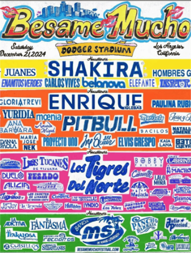 Festival Bésame Mucho, 72 artistas como Shakira, banda MS y más ¡Te contamos!